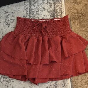Red ruffle shorts